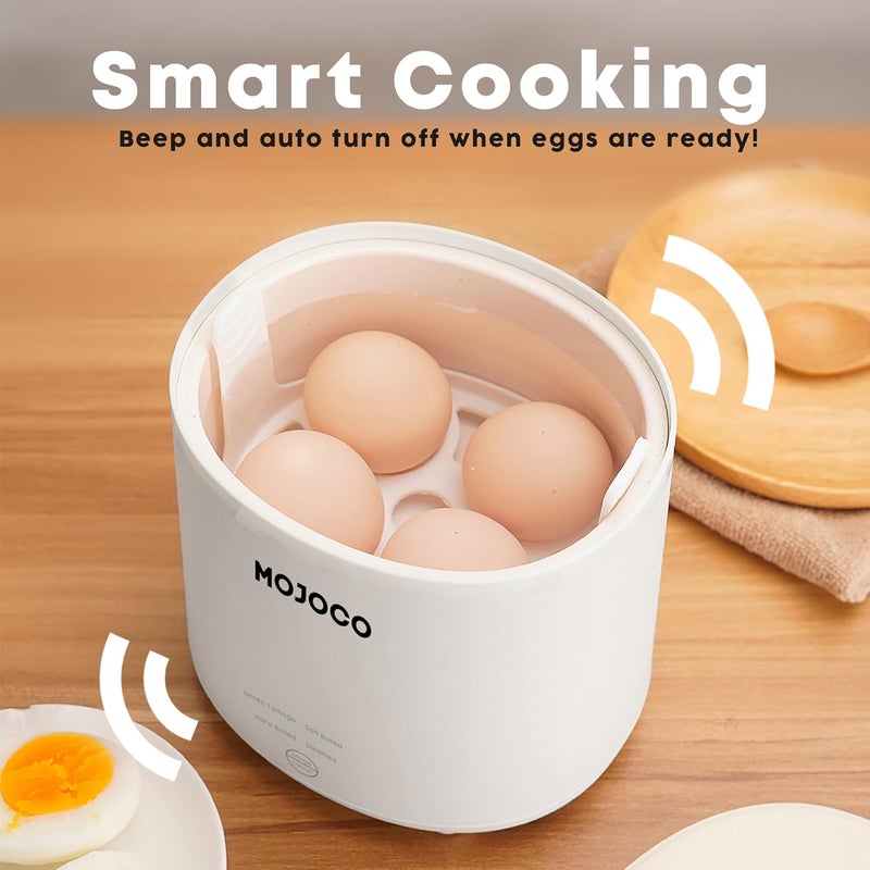 MOJOCO Rapid Egg Cooker - Mini Egg Cooker for Steamed, Hard Boiled, Soft Boiled Eggs and Onsen Tamago - Electric Egg Boiler for Home Kitchen, Dorm Use - Smart Egg Maker with Auto Shut OFF and Alarm - Image 2